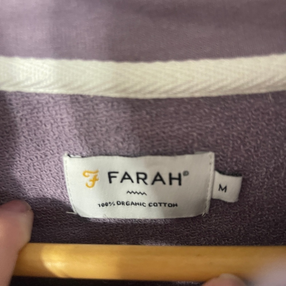 Farah – Jim Half Zip Sweatshirt Size Medium Lilac Purple Organic Cotton - Picture 4 of 8